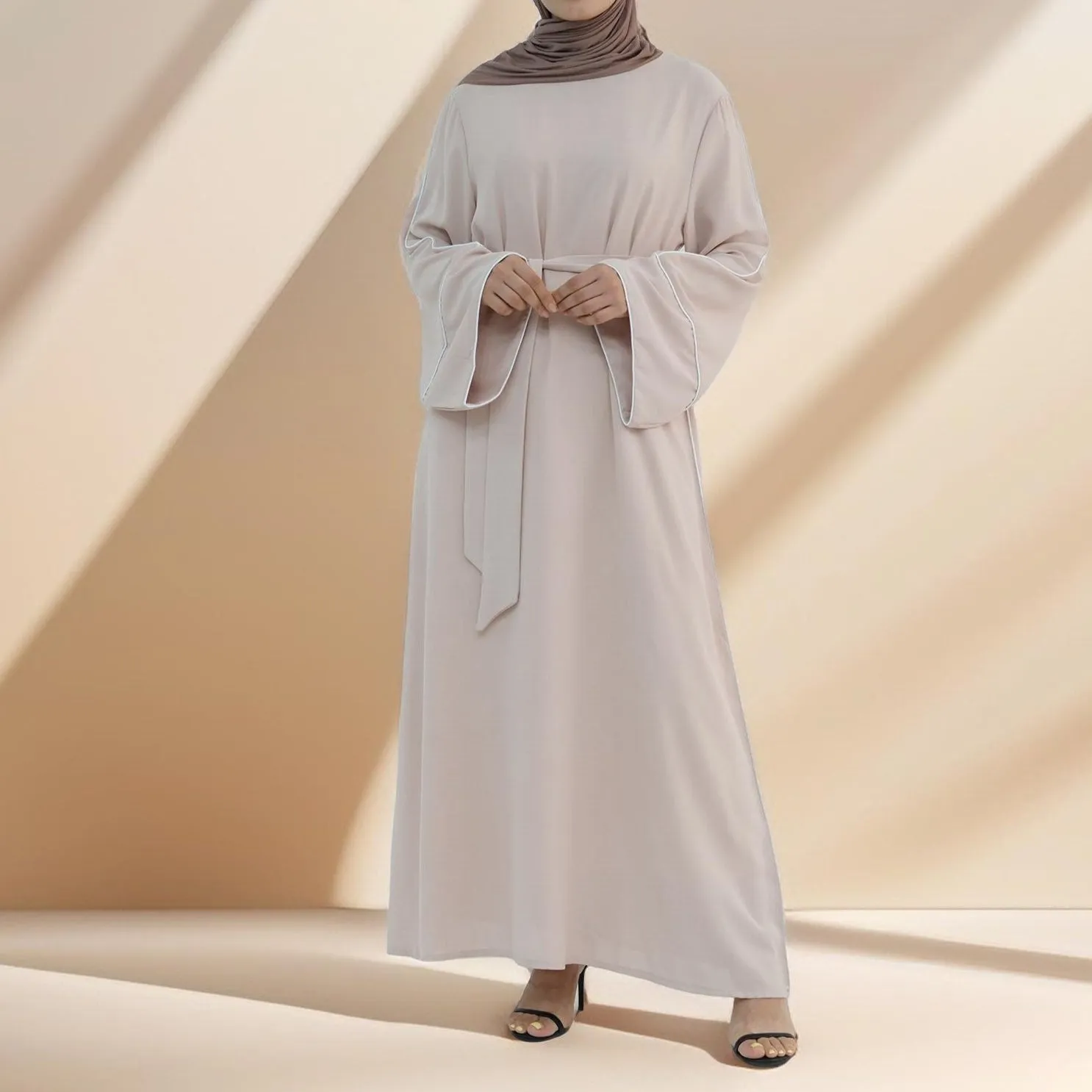 Abir Solid Color Flared Sleeve Abaya