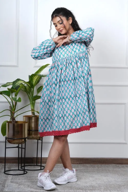 Aura Hand Block Printed Cotton Dress