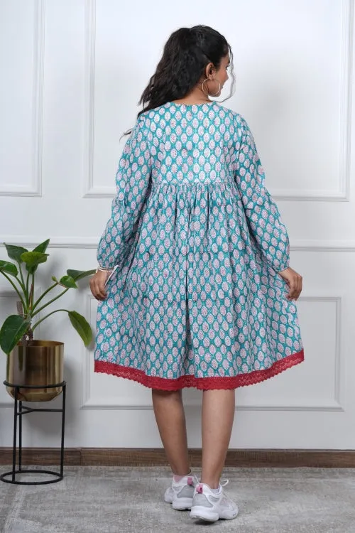 Aura Hand Block Printed Cotton Dress