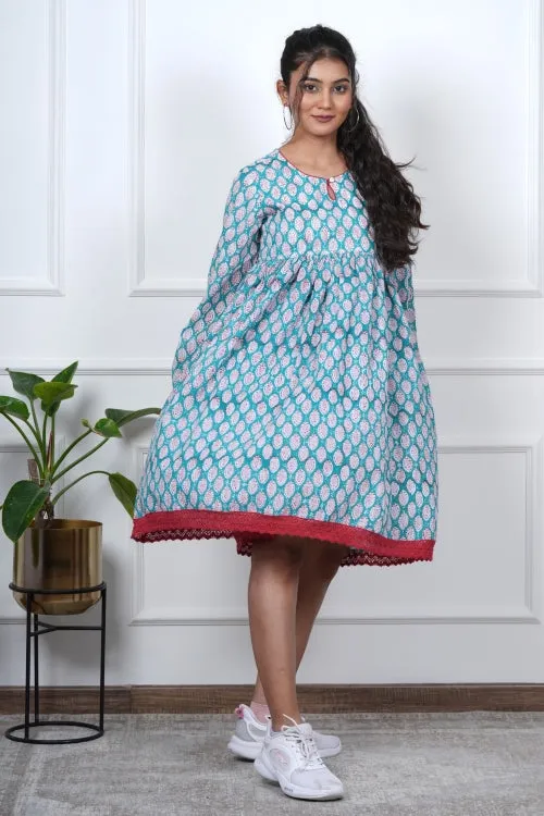 Aura Hand Block Printed Cotton Dress