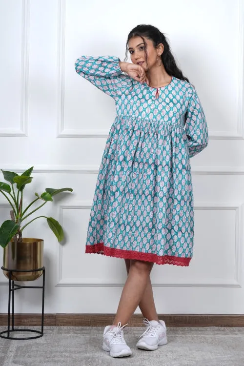 Aura Hand Block Printed Cotton Dress
