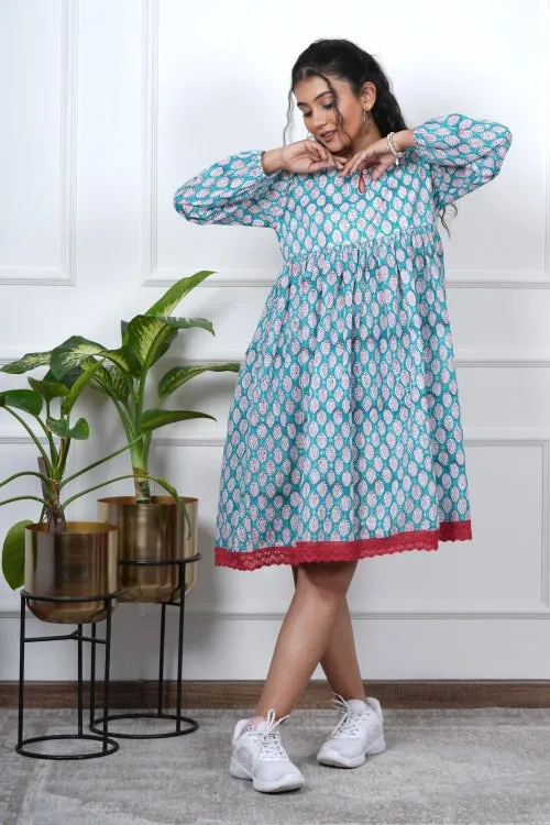 Aura Hand Block Printed Cotton Dress