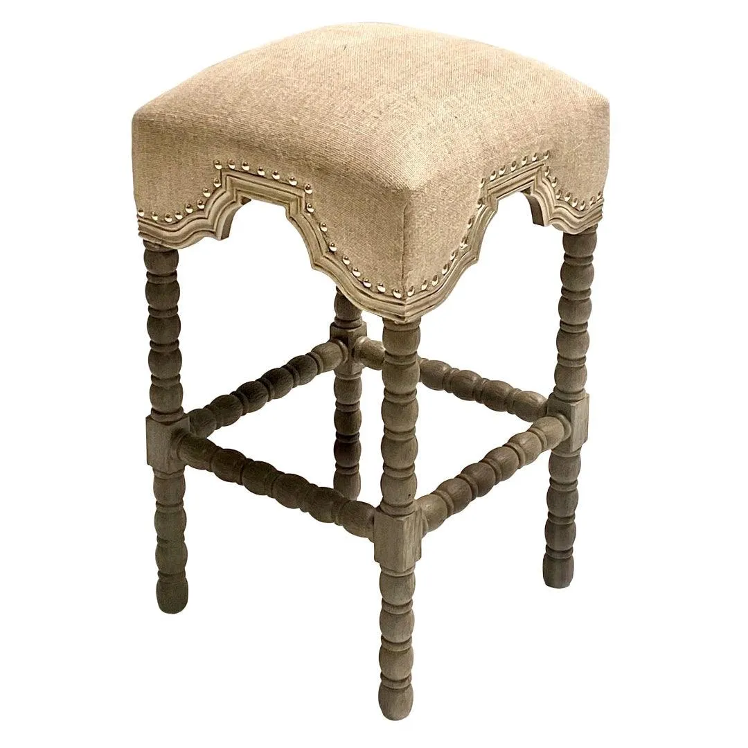 Euro French Burlap Counter Stool