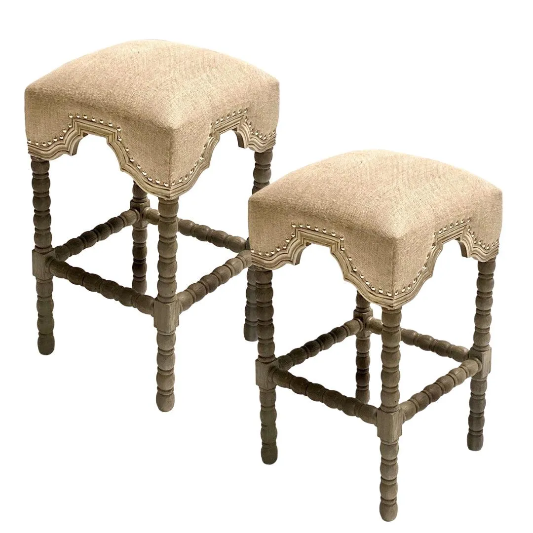Euro French Burlap Counter Stool