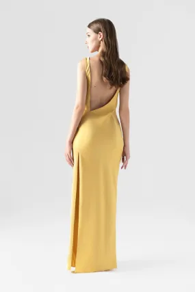 Gold Back Cut Out Maxi Dress