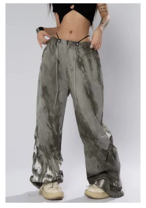 Ink-Dyed Traditional Wide-Leg Cargo Pants