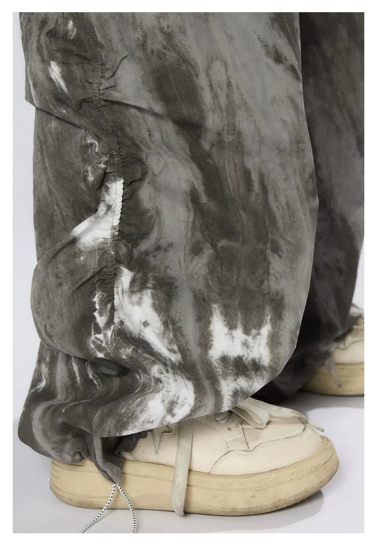 Ink-Dyed Traditional Wide-Leg Cargo Pants