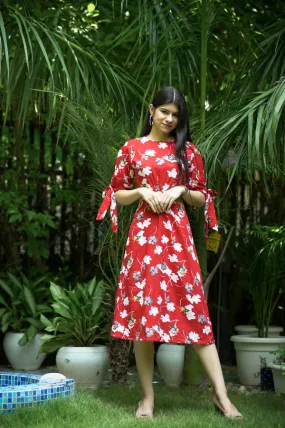 LOVE DROPS CUT OUT FLORAL PRINTED  DRESS