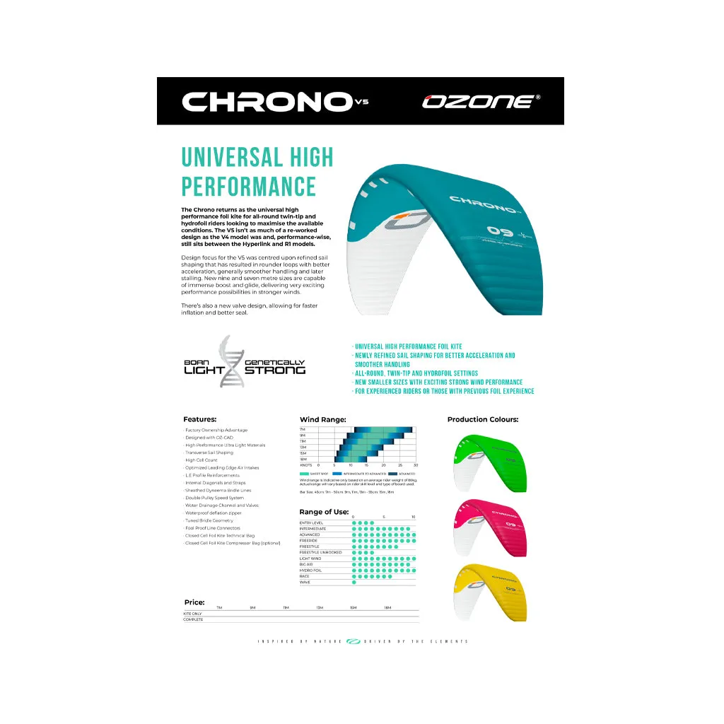 Ozone V5 Chrono Foil Kiteboarding Kite